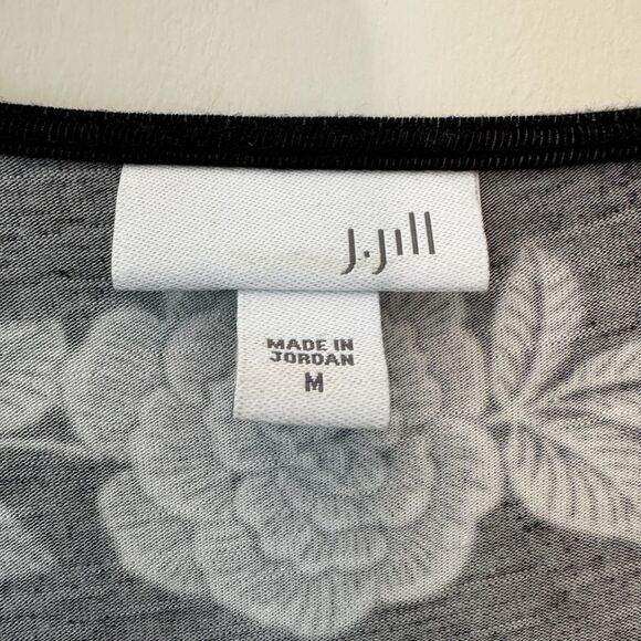 J. Jill Women's Black and White Floral 3/4 Sleeve Knee Length Dress Size Medium - Picture 6 of 6